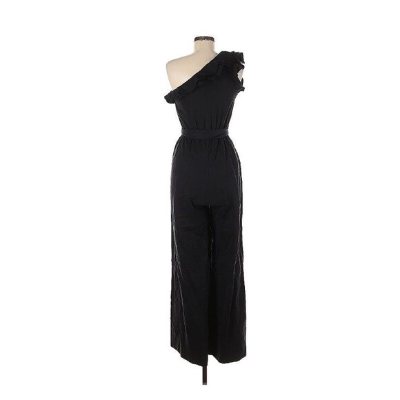 Ulla Johnson Demi Black Ruffle Twill One Shoulder Jumpsuit Size 8 - Picture 8 of 11